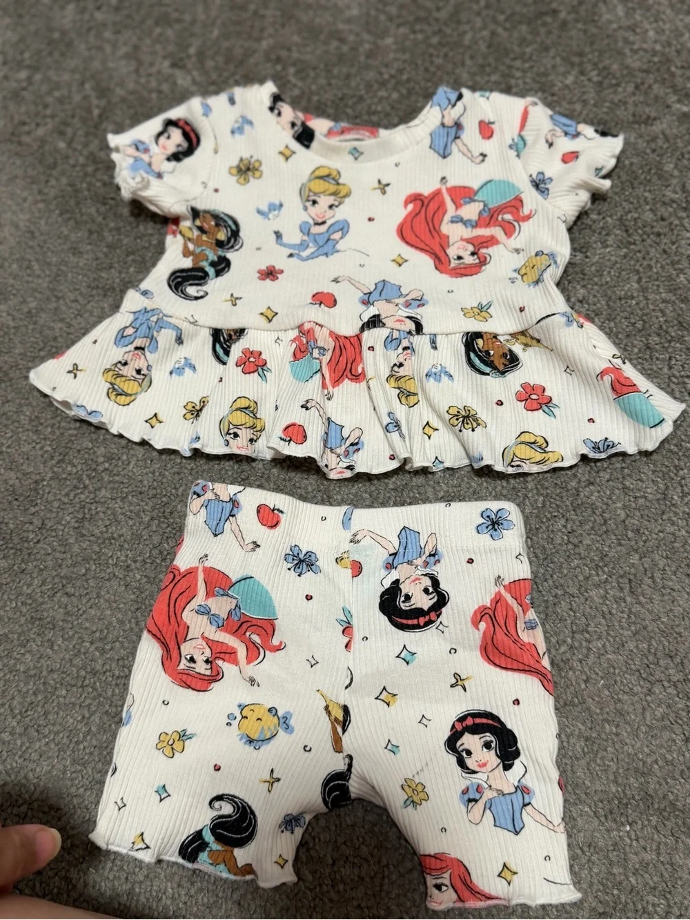 Disney Baby Princess Peplum Top Biker Short Set Baby Girl Infant 3-6 Month